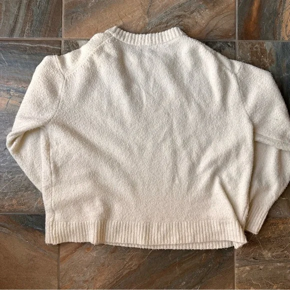 American Eagle Boucle Sweater Women's Size Large Cream Crewneck - Picture 3 of 6